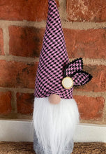 Load image into Gallery viewer, Gnome - Fabric Gnome Figure - Black and Pink Dog Tooth Check - Quirky Threads Art
