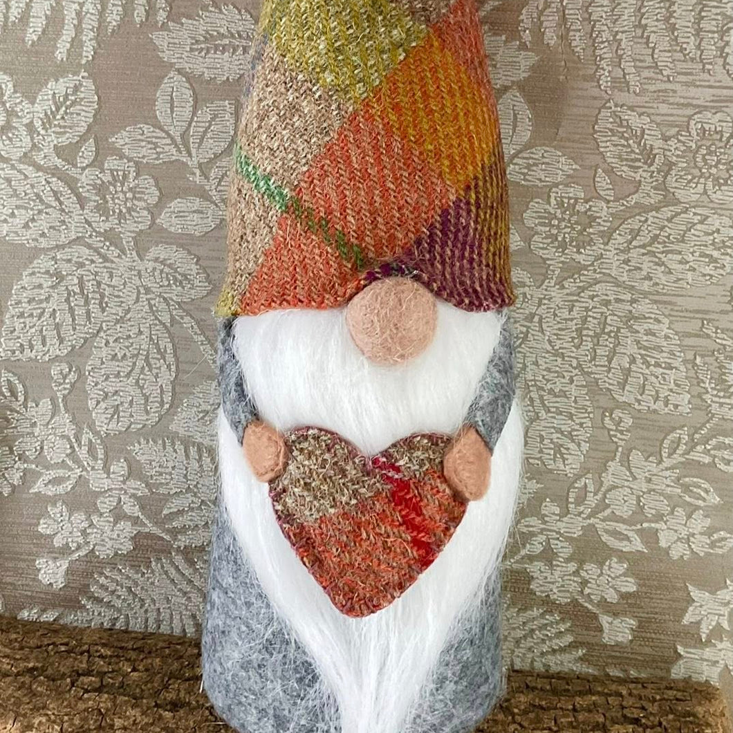 Gnome - Felt and Fabric - Harris Tweed Gnome - Quirky Threads Art