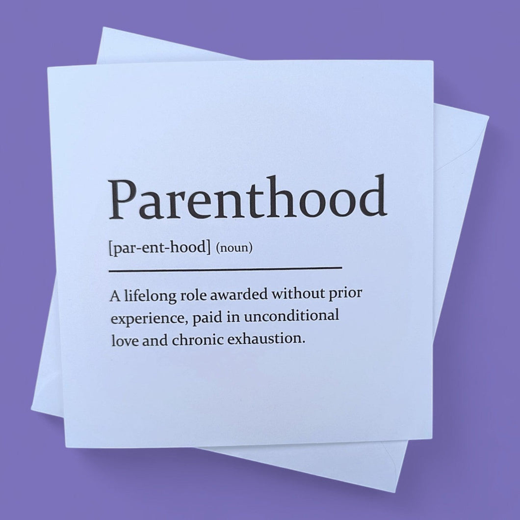 Sarcastic Dictionary Definition Card - Parenthood - The Crafty Little Fox