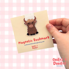 Load image into Gallery viewer, Bookmark - Highland Cow Magnetic Bookmark - Book Lover Gift - Oodles &amp; Doodles
