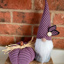 Load image into Gallery viewer, Gnome - Fabric Gnome Figure - Black and Pink Dog Tooth Check - Quirky Threads Art
