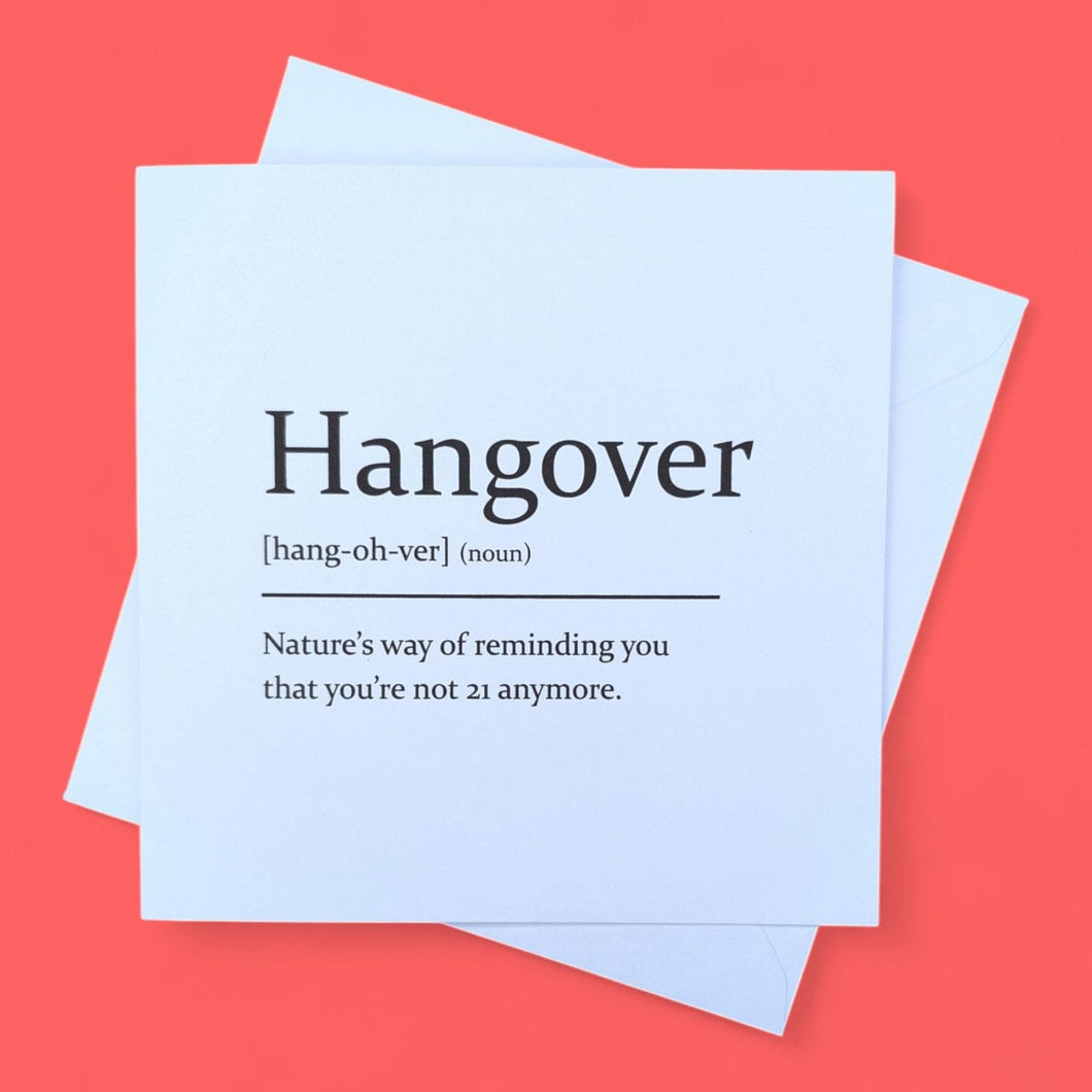 Sarcastic Dictionary Definition Card - Hangover - The Crafty Little Fox