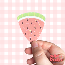 Load image into Gallery viewer, Sticker - Watermelon Vinyl Sticker with Holographic Stars - Food Lovers - Stationery - Oodles &amp; Doodles
