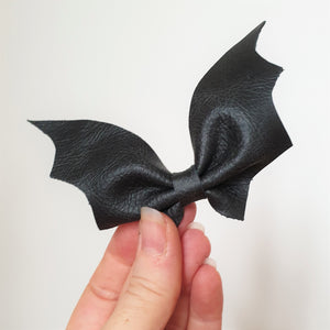Hair Clip - Black Leather Bat Hair Clip - Shadowcrafts