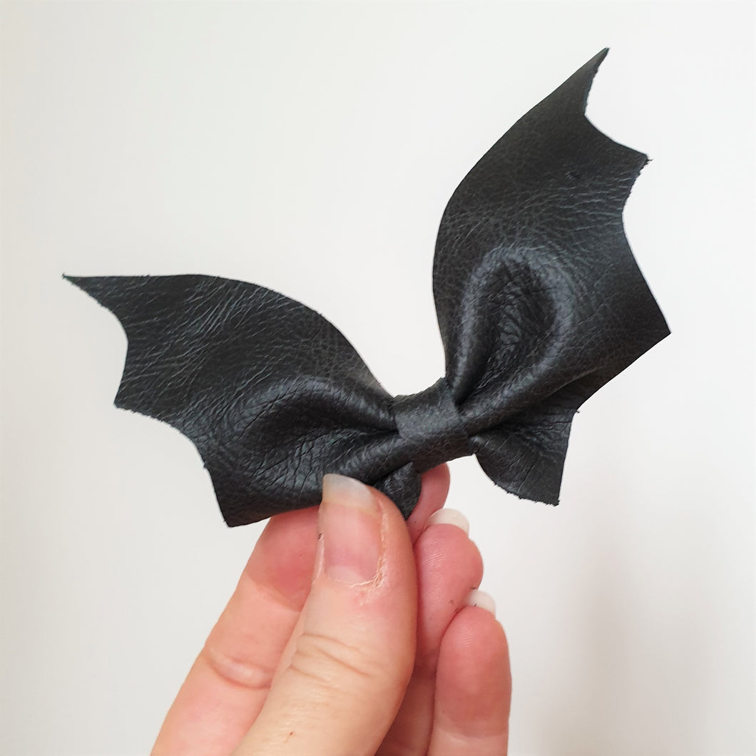 Hair Clip - Black Leather Bat Hair Clip - Shadowcrafts