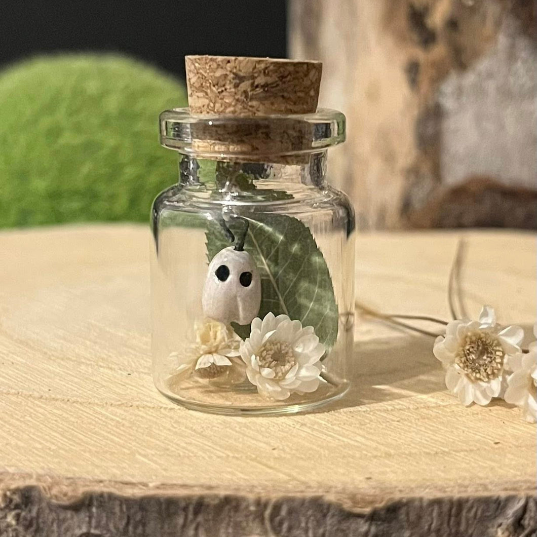 Mini Hanging Ceramic Ghost in Glass Jar - Strawberry Lane Studio