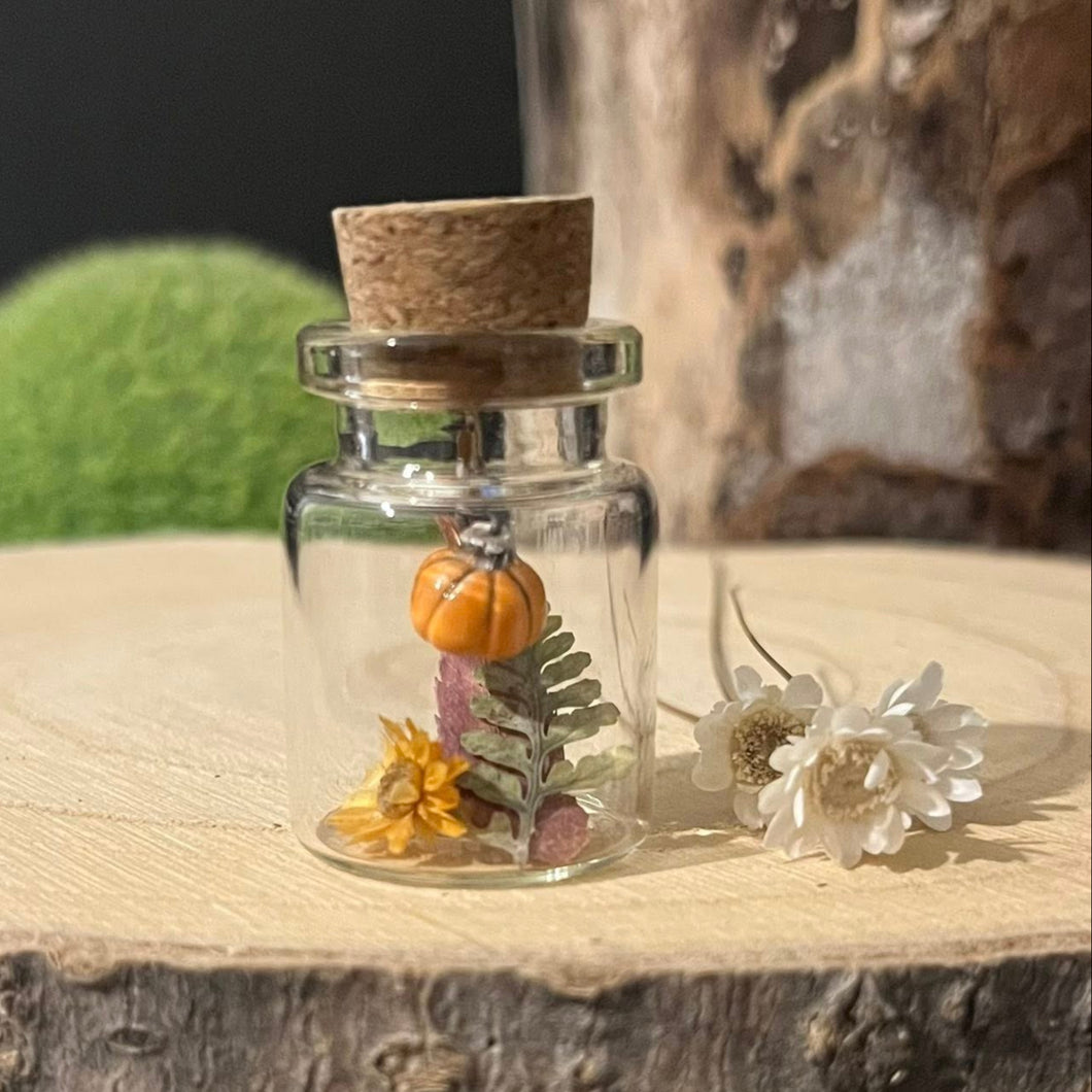 Mini Hanging Ceramic Pumpkin in Glass Jar - Strawberry Lane Studio