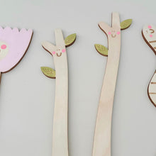 Load image into Gallery viewer, Handpainted Wooden Bookmark - Bookworm / Twig / Flower - Squirrelbandit
