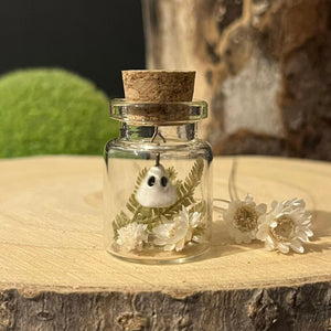 Mini Hanging Ceramic Ghost in Glass Jar - Strawberry Lane Studio