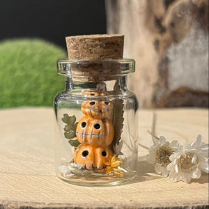 Mini Ceramic Pumpkin Stack in Glass Jar - Strawberry Lane Studio