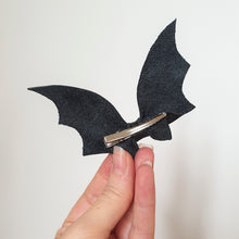 Load image into Gallery viewer, Hair Clip - Black Leather Bat Hair Clip - Shadowcrafts
