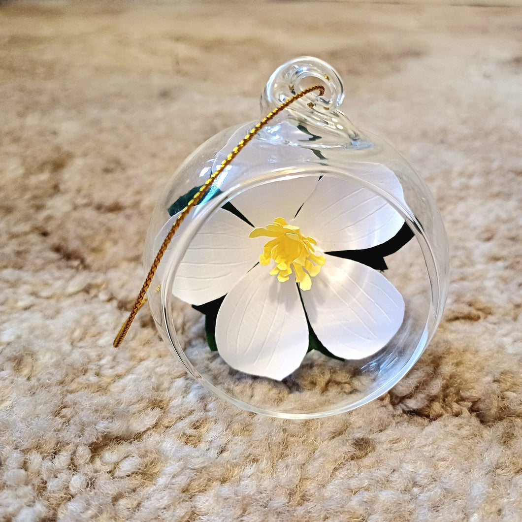 Christmas Bauble - Paper Folded Christmas Rose in Glass Bauble - Flowers by Laurzy - collection only