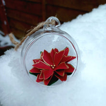 Load image into Gallery viewer, Christmas Bauble - Paper Folded Poinsettia in Glass Bauble - Flowers by Laurzy - collection only
