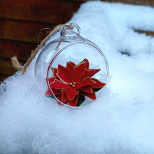 Load image into Gallery viewer, Christmas Bauble - Paper Folded Poinsettia in Glass Bauble - Flowers by Laurzy - collection only

