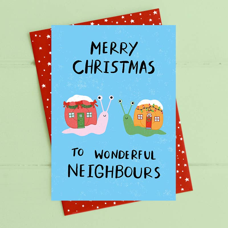 Merry Christmas to Wonderful Neighbours - Snail shells - Christmas Greetings Card - Dandelion Stationery