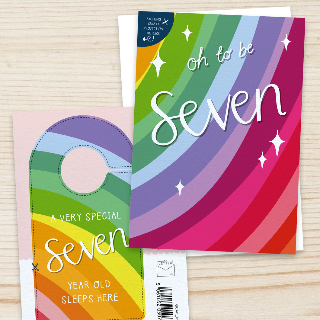 Oh to be Seven – 7th Birthday Milestone Card - Greetings Card and Crafty Project - Two for Joy Illustration