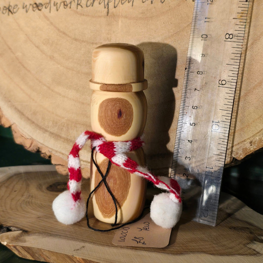 Wooden Snowman - Yew - Wood Turned Christmas Snowman - What Wood Claire Do?