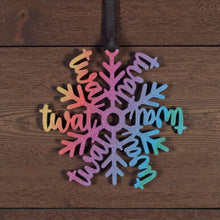 Load image into Gallery viewer, 3D Printed Sweary Snowflake - Rainbow Coloured Tree Decoration - The Crafty Little Fox
