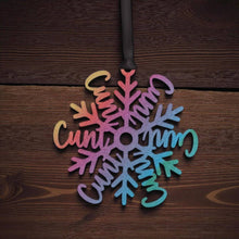 Load image into Gallery viewer, 3D Printed Sweary Snowflake - Rainbow Coloured Tree Decoration - The Crafty Little Fox
