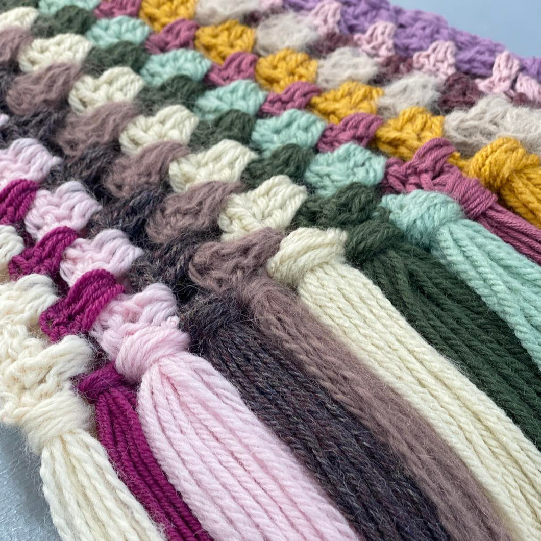 Multicoloured Crocheted Scarf - Neutrals  - Robins and Rainbows