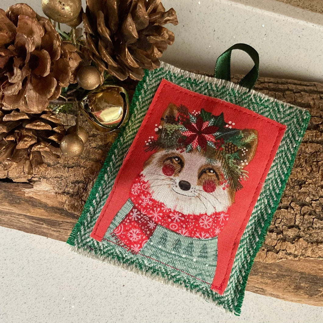Fabric Scented Decoration - Festive Fox Decoration - Quirky Threads Art