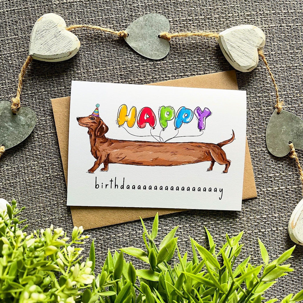 Dog Greetings Card - Sausage Dog Birthday Card - HD Designs