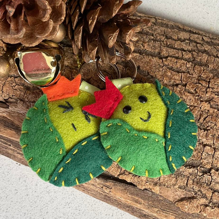 Christmas Decoration - Handmade Felt Sprout Keyring - Quirky Threads Art
