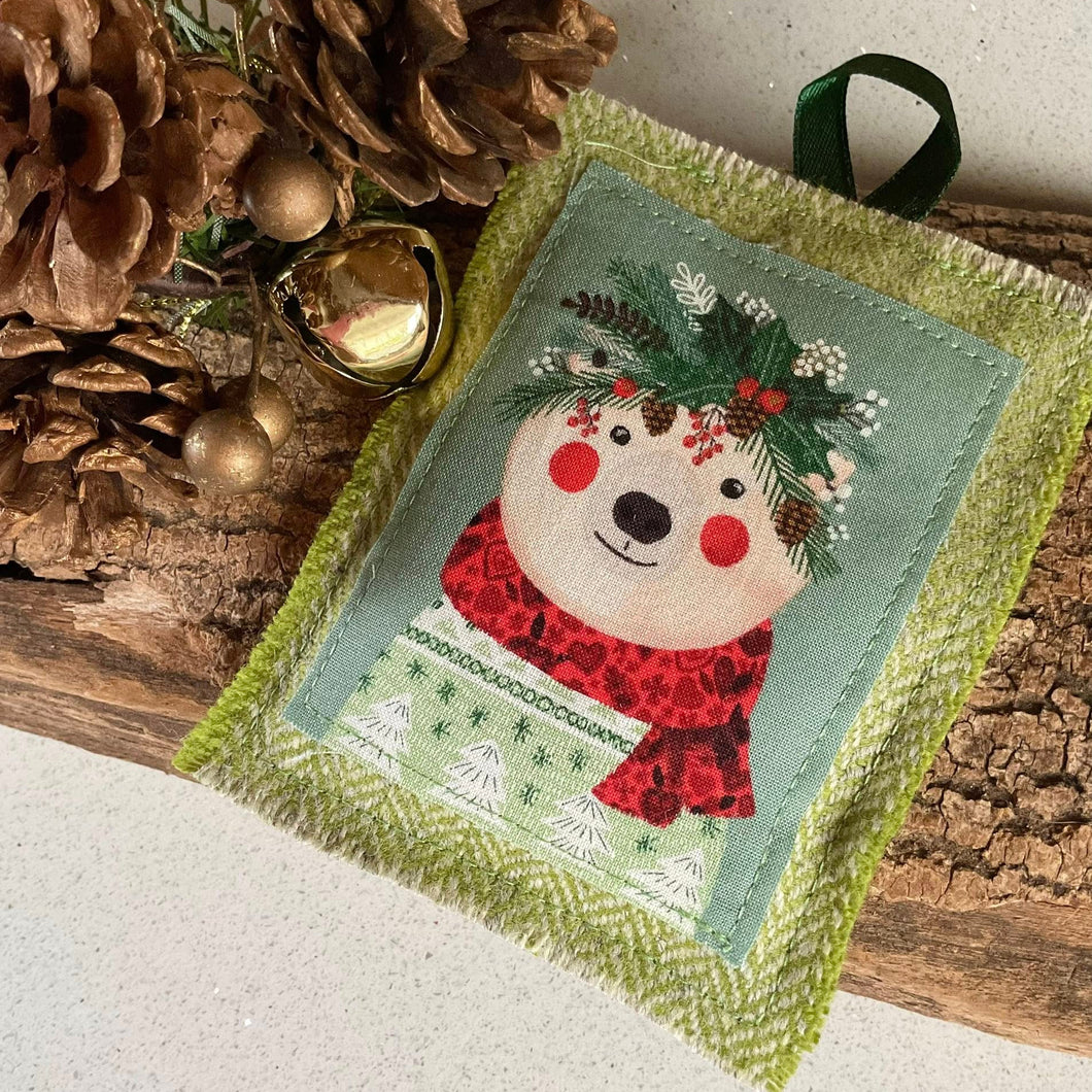 Fabric Scented Decoration - Christmas Polar Bear Decoration - Quirky Threads Art