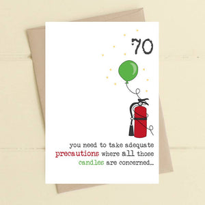 Fire Extinguisher - Age 70 - 70th Birthday - Greetings Card - Dandelion Stationery