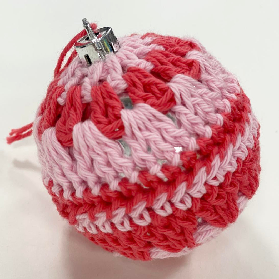 Crochet Christmas Bauble - Red/Pink - Robins and Rainbows