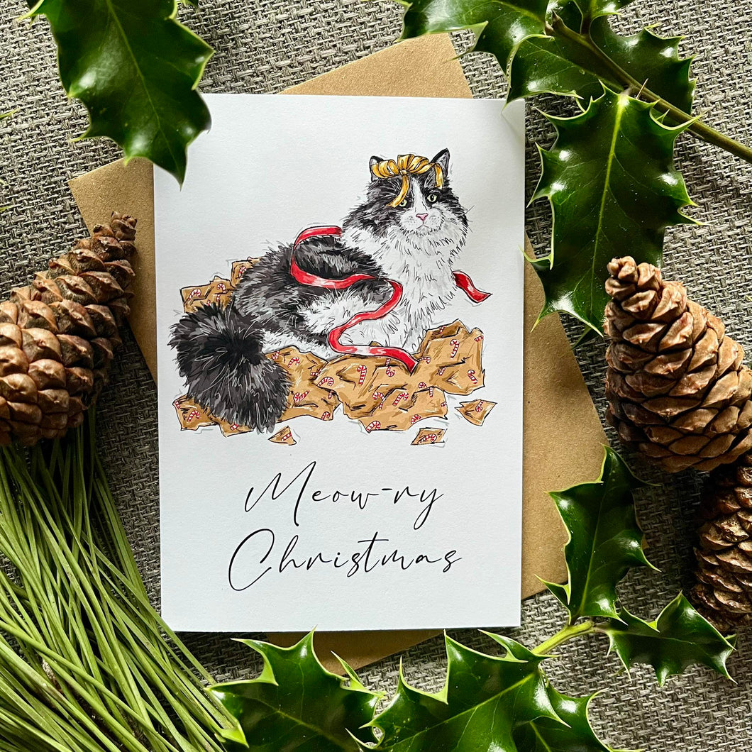 Cat Christmas Card - Meow-ry Christmas Card - HD Designs