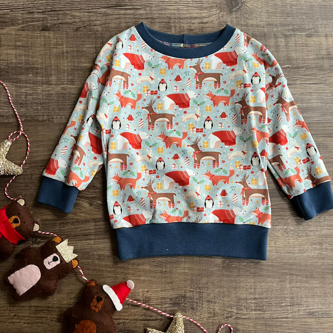 Christmas Jumper - Christmas Animals - Light Blue - Three Bear Clothing