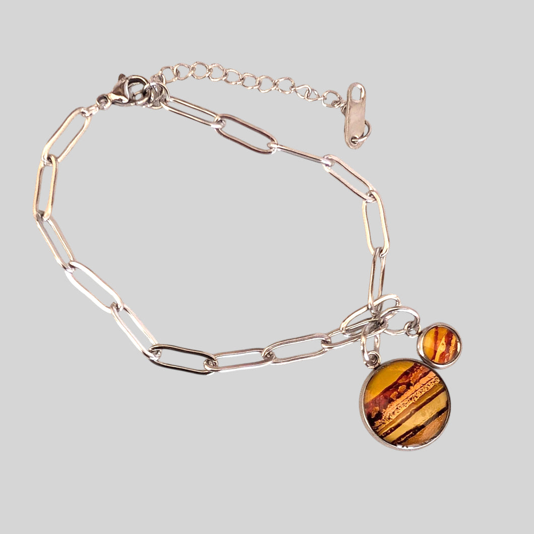 Stainless Steel Double Pendant Bracelet - Nichol Stokes Designs