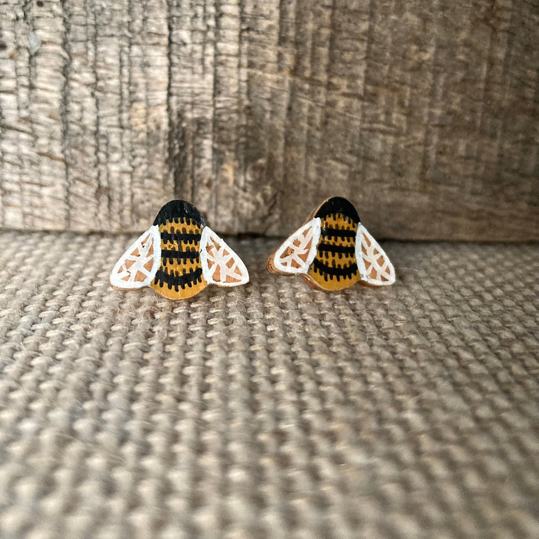 Bee Stud Earrings - Natural Cork Jewellery - Incorknito Designs
