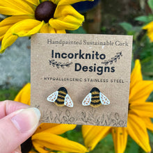Load image into Gallery viewer, Bee Stud Earrings - Natural Cork Jewellery - Incorknito Designs
