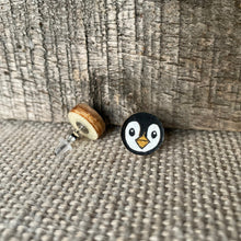 Load image into Gallery viewer, Penguin Stud Earrings - Christmas Natural Cork Jewellery - Incorknito Designs

