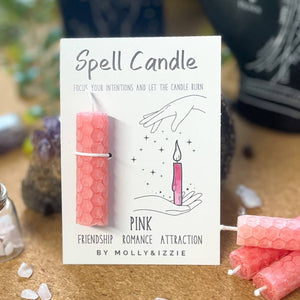 Spell Candle - Pink - Friendship, Romance, Attraction - By Mollie&Izzie