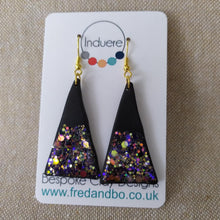 Load image into Gallery viewer, Christmas Earrings - Black Polymer Trees - Polymer Clay Earrings - Induere
