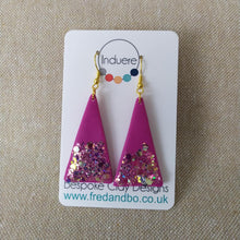 Load image into Gallery viewer, Christmas Earrings - Pink Polymer Trees - Polymer Clay Earrings - Induere
