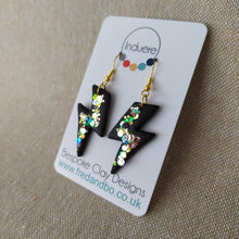 Load image into Gallery viewer, Polymer Clay Earrings - Black Lightning Bolt Earrings - Induere
