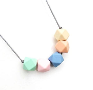 Teething Necklace - Summer Pastels - Geometric Silicon Bead Teething Jewellery - Mama Knows