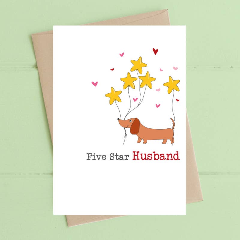 Five Star Husband - Greetings Card - Husband Anniversary / Birthday - Dandelion Stationery