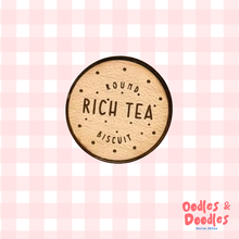 Load image into Gallery viewer, Wooden Pin - Rich Tea Biscuit Wooden Pin Badge - Oodles &amp; Doodles
