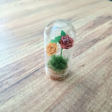 Load image into Gallery viewer, Hand Rolled Double Paper Rose in Mini Glass Cloche - Lots of colours - Flowers by Laurzy

