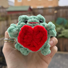 Load image into Gallery viewer, Crochet Baby/Children Plush Toy - UKCA Tested - Frog with Heart - Paw in Hand Crafts

