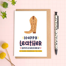 Load image into Gallery viewer, Leather Anniversary Card - 3rd Wedding Anniversary - Joanne Hawker

