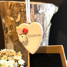 Load image into Gallery viewer, Ceramic Heart Hanging Plaque - Grandma - Strawberry Lane Studio - Mothers Day / Birthday

