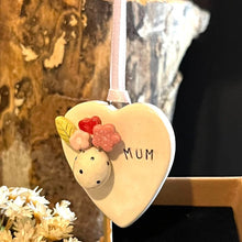 Load image into Gallery viewer, Ceramic Heart Hanging Plaque - Mum - Strawberry Lane Studio - Mothers Day / Mum Birthday
