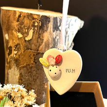 Load image into Gallery viewer, Ceramic Heart Hanging Plaque - Mum - Strawberry Lane Studio - Mothers Day / Mum Birthday
