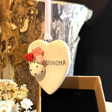 Load image into Gallery viewer, Ceramic Heart Hanging Plaque - Grandma - Strawberry Lane Studio - Mothers Day / Birthday

